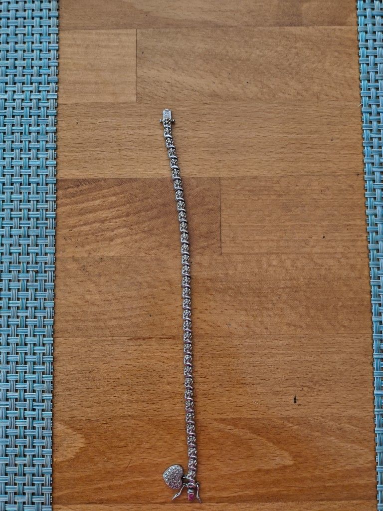 Sterling Silver Tennis Bracelet With Diamond Accents