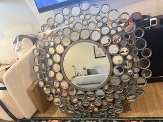 Large Decorative Wall Mirror with Circle Frame