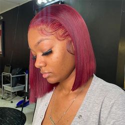 Red Bob Wig Unit 