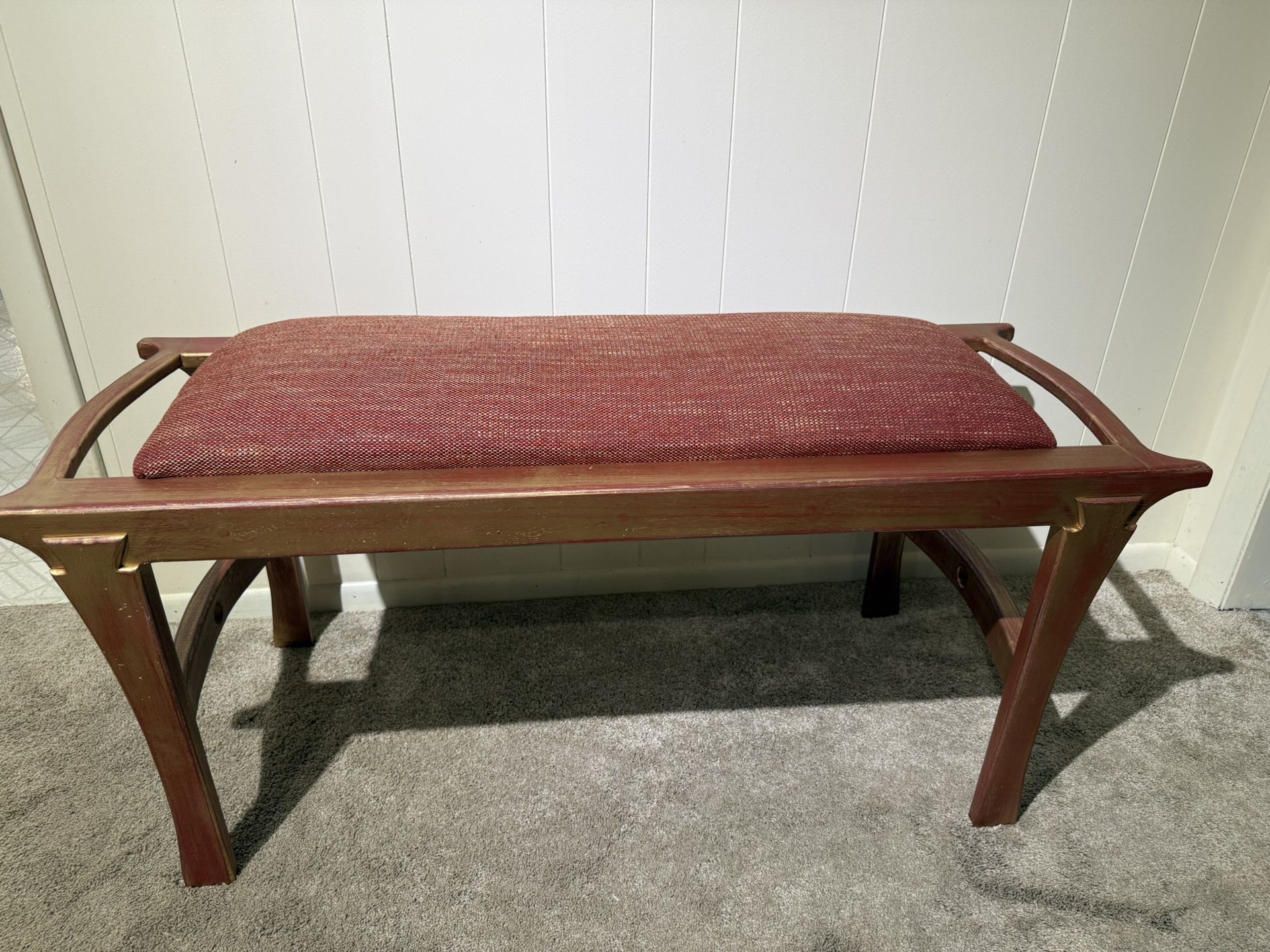 Red & Gold Wood Bench
