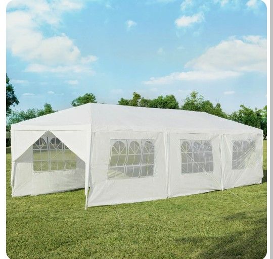 10'x30' Wedding Party Tent Outdoor Canopy Tent with 8 Side Walls White' I1 .