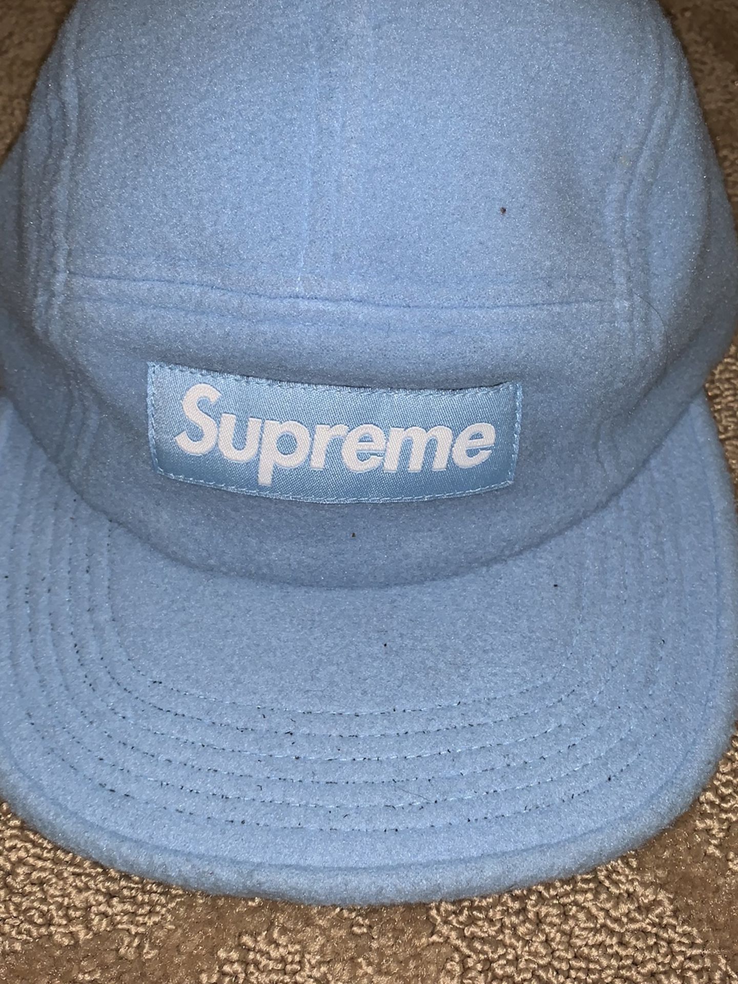 Blue Wool Supreme Box Logo Hat