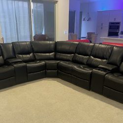 Inventory Blowout Sale. Madrid Black Leather Reclining Sectional Only $1399. Easy Finance Option. Same-Day Delivery.