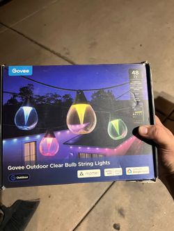 Govee Smart Outdoor String Lights, 48ft RGBIC, IP65, 47 Scene Modes 15 Dimmable LED Bulbs Outdoor Lights with Color Changing Warm White Lights for Pat