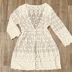 LoveRiche Fairycore Boho White Lace Cardigan