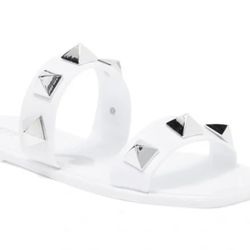 *NIB* Steven New York Aleena White Stud 2 Strap Sandals by Steve Madden Sz 9