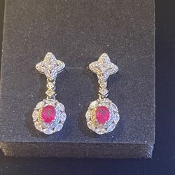 Beautiful Ruby Earrings With S925 Silver. Will Be Gorgeous Gift.