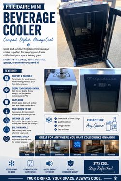 Frigidaire Mini Beverage Cooler | Glass Door | Digital Temperature Control