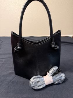 Black Leather Mini Tote Handbag