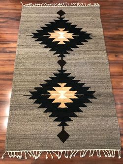 Taupe Geometric Area Rug Handcrafted in Africa - 3' x 5' New