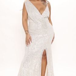 Brightest Star Sequin Maxi Dress - Silver