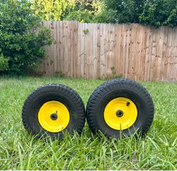 Carlisle 15x6.00-6 Mower Wheels, Pair – One Flat/Needs Tube
