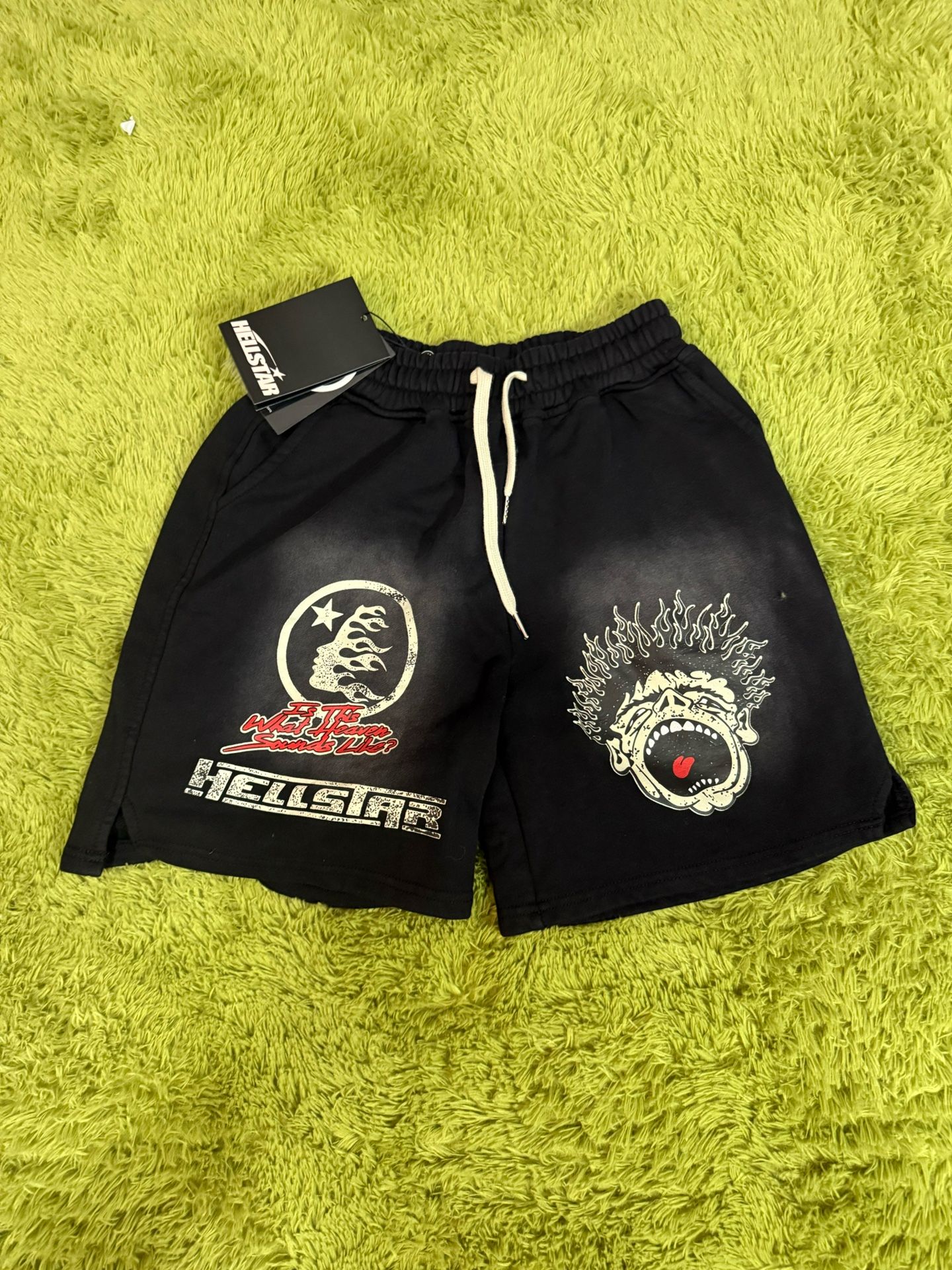 Black and red hellstar shorts