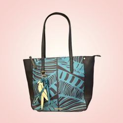 Tommy Bahama Purse Hand Bag Tote (NWOT) Three Compartment Blue Parrot Design