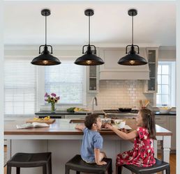 Black Pendant Light 12.5 inches 3 Packs, Farmhouse Pendant Light, Industrial Pendant Lighting, Kitchen Pendant Lights, Pendant Lights Kitchen Island f