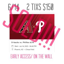 Arizona Diamondbacks Vs Phillies Wed On The Wall Early Access 2 For $150
