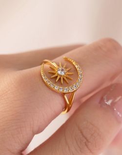 Celestial Sun & Moon Ring – Dainty, Elegant & Adjustable