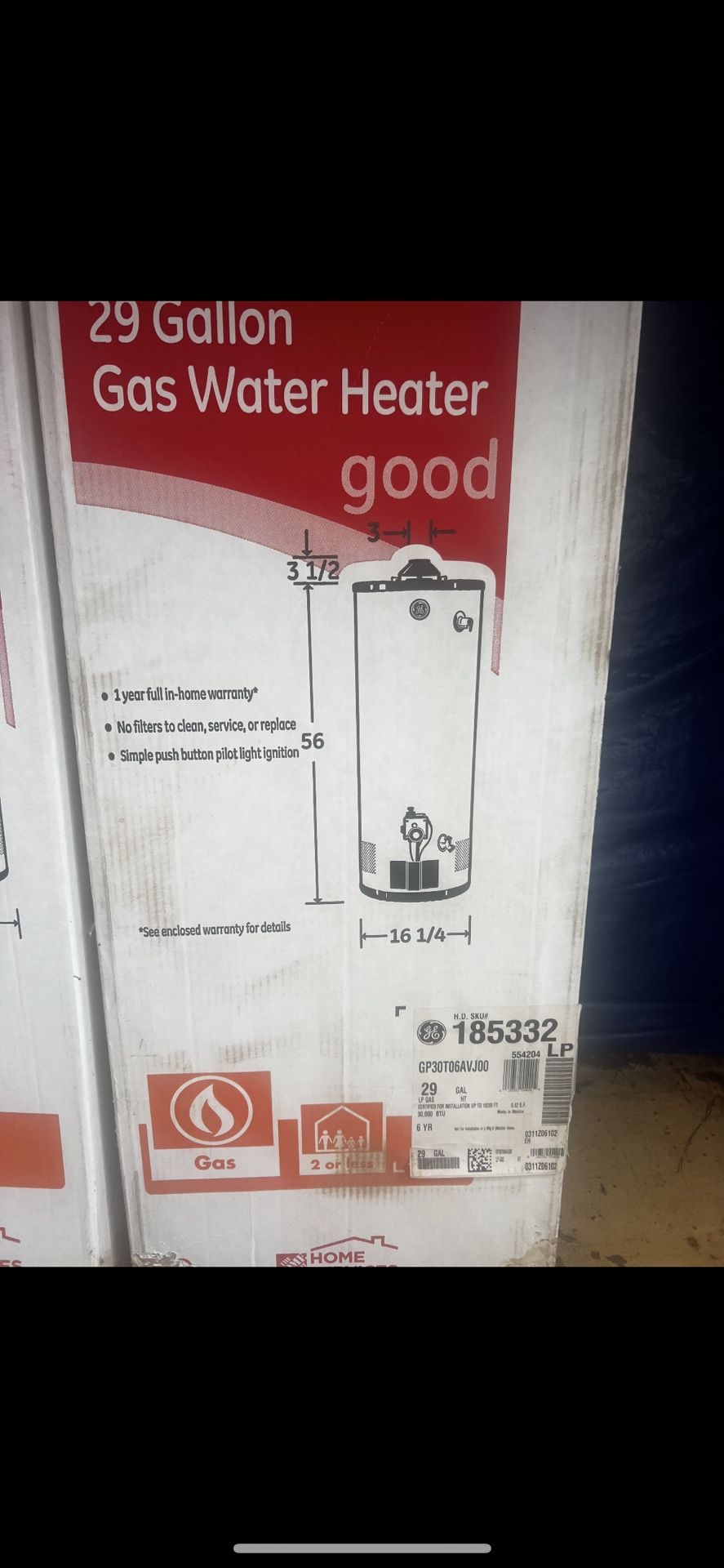 29 Gallon GE Water heater PROPANE