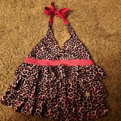 Girls Bathing Suit Top Pink Cheetah 