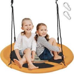 TWO IN STOCK‼️ BRAND NEW‼️40 Inches Saucer Tree Swing Round With Adjustable Ropes And Carabiners