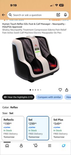 Human Touch Reflex SOL Foot & Calf Massager - Neuropathy - HSA/FSA Approved