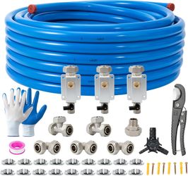 3/4"×100&200&300ft Compressed Air Line Kit for Shop/Garage, Hdpe-Aluminum Rapid Air System Includes Right Angle Fittings and Tee Fittings, Compressed 