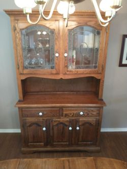 Dining room table and hutch