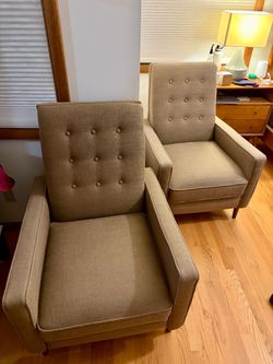 Mid-Century Modern Tufted Armchairs