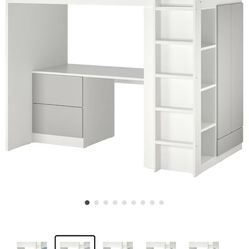 Ikea Kids loft bed with desk and toy box