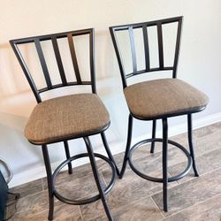 Set of 2 Island Height Barstool in Dark Metal & Gray