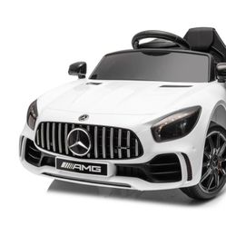 12V Licensed Mercedes-Benz Electric Ride on Car Toy for Toddler Kid w/ Remote Control, LED Lights, White