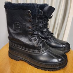 Sorel Woman's Kaufman Canada Black Lined Duck Boots Sz 9