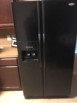 Whirlpool black set fridge, stove, dishwasher & microwave
