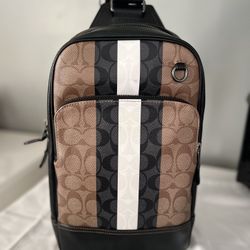 Coach Graham Pack In Blocked Signature Canvas With Varsity Stripe
