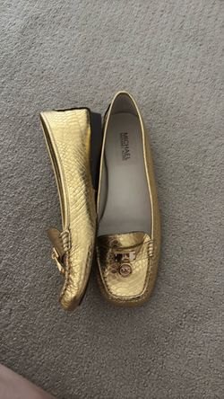 Michael Kors Gold Snake Embossed Loafers size 9