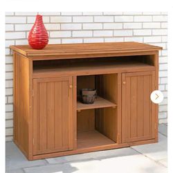 50 in. W x 23 in. D x 36 in. H Medium Brown Cypress Short Display and Hideaway Storage Shed Cabinet