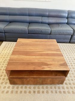 CB2 Spin Rotating Coffee Table Acacia Wood