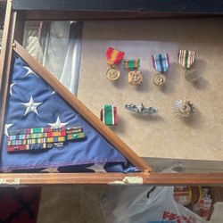 War Medals And Flag 