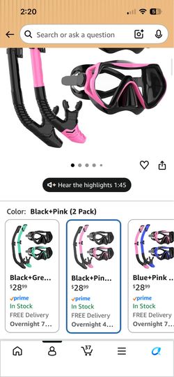 Snorkeling Gear for Adults, Snorkel Mask Set with 180 Degree Tempered Glass Anti Fog Goggles