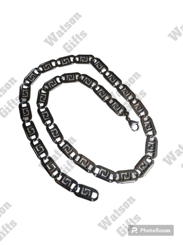 316L Stainless Steel Silver Tone Geometric 21 Inch Chain