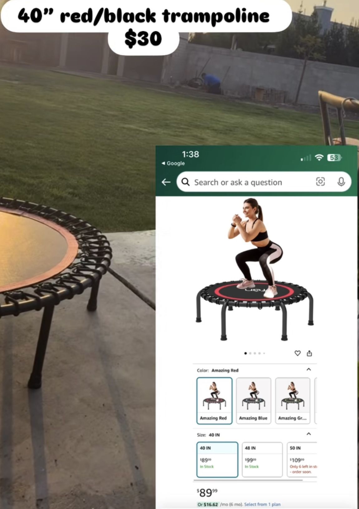 40” Red/Black Trampoline