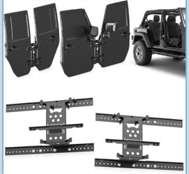 YZONA Door Storage System Hangers Rack Bracket Compatible with 2007-2026 Jeep Gladiator JT & Wrangler JK JKU JL JLU Unlimited 4 Doors , Wall Mounted R