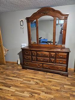 Solid Wood Dresser and Mirror