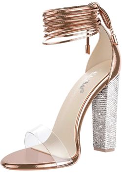 Rose gold lace up heels size 10