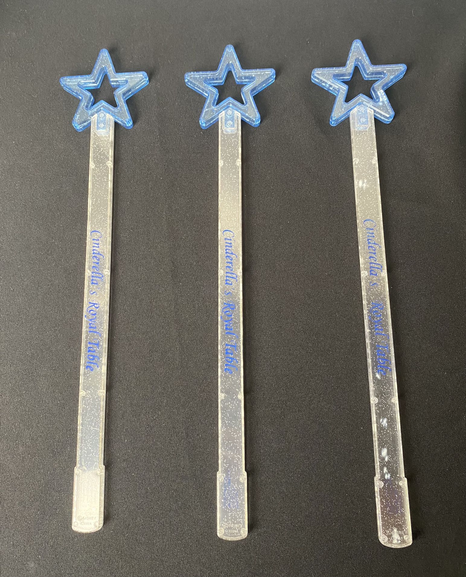 Set Of 3 Disney World 17” Cinderella’s Royal Table Magic Star Wand Glitter Rare