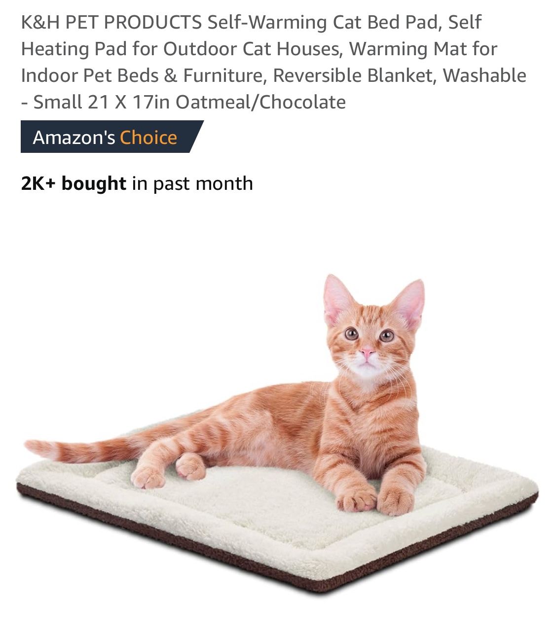 K&H PET PRODUCTS Self-Warming Cat Bed Pad,