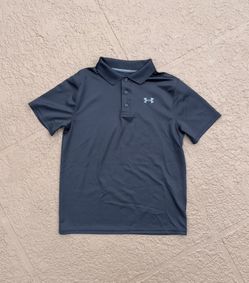 Like new kid’s Under Armour Matchplay Polo shirt, black, size youth XL