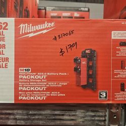 Milwaukee Redlithium XC5.0 Battery Pack + Packout Battery Storage Set 