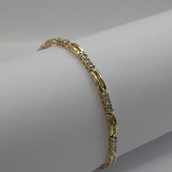 14K Gold Natural Diamond Tennis Bracelet #15658