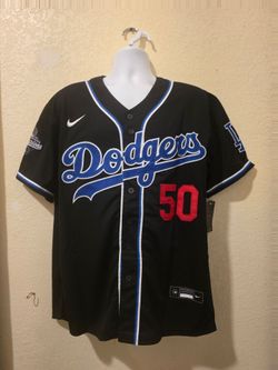 New Mens Dodgers Betts #50 Black/Blue Jerseys Stitched